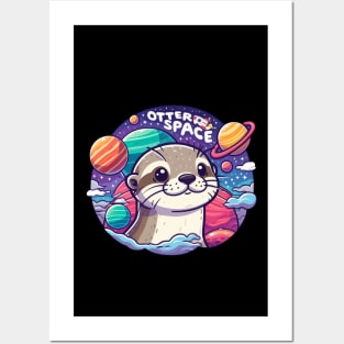 Otter Space lover Astronaut Funny Space Otter Posters and Art